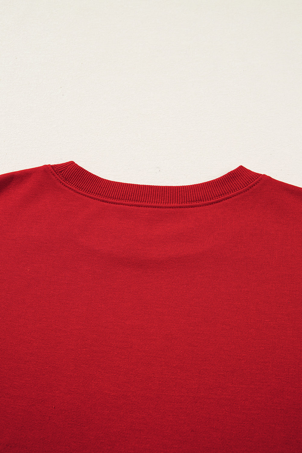 Fiery Red Varsity Striped Detail Plus Size Round Neck Sweatshirt