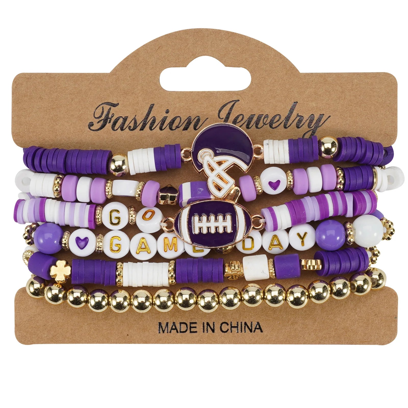 KMVEXO Game Day Polymer Clay Beaded Rugby Ball Bracelet Sets for Women Men Letter Sports Bracelet Bangle Wristband Party Jewelry