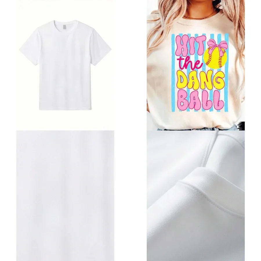 【New style】Funny Game Day Softball Mom Team Sport Hit The Dang Ball Shirt Vintage Coquette Bow Softball Season Swing Batter Bat