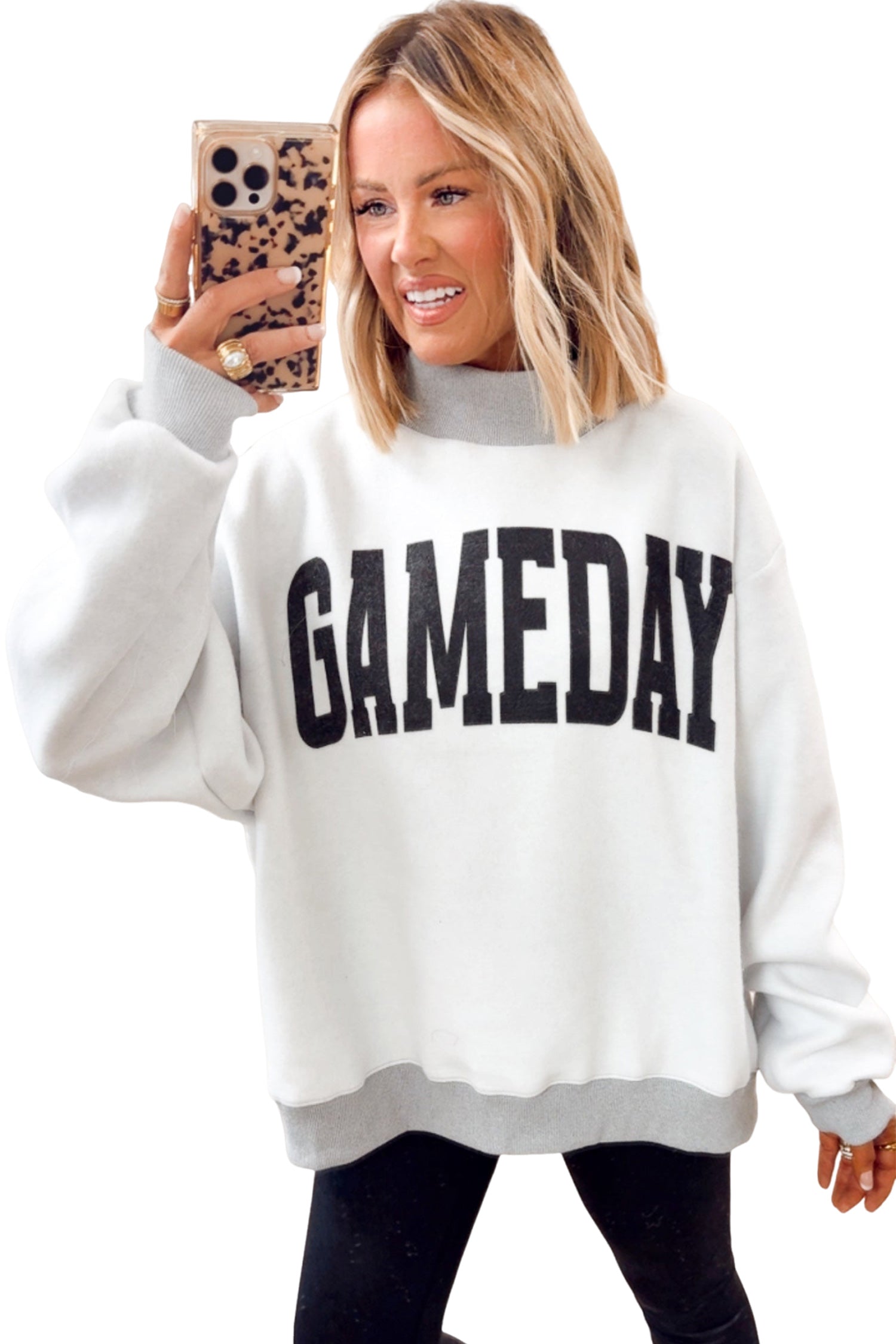Light Grey Football Reversible Mock Neck Sweatshirt