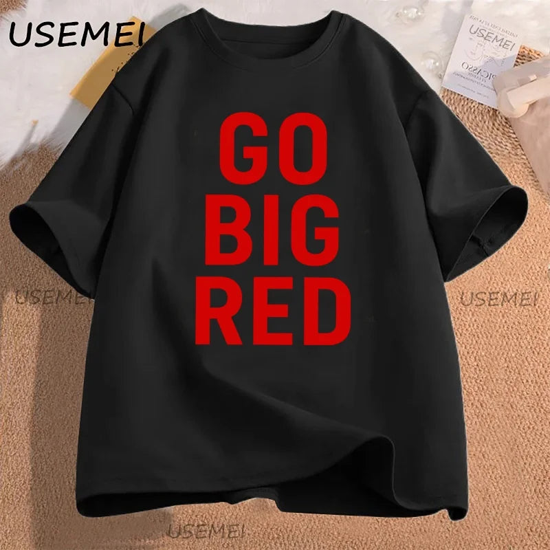 Go Big Red T Shirt Football Volleyball Basketball Tee Men Women Game Day T-Shirt Casual Printed Cotton Short-sleeve Tees