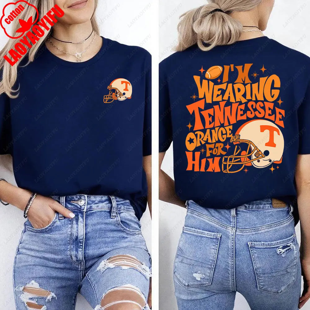 I'm Wearing Tennessee Orange for Him Shirt Tennessee Orange Shirt Football Team Shirt Game Day Women T-shirt Summer Streetwear