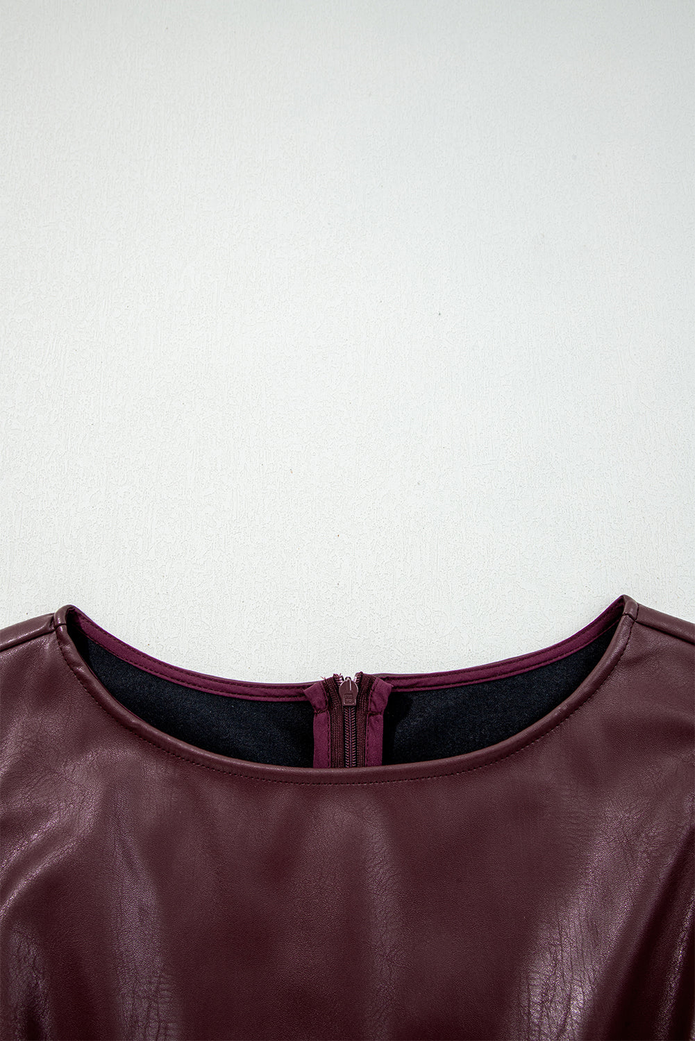 Black Faux Leather Sleeveless Round Neck Mini Dress