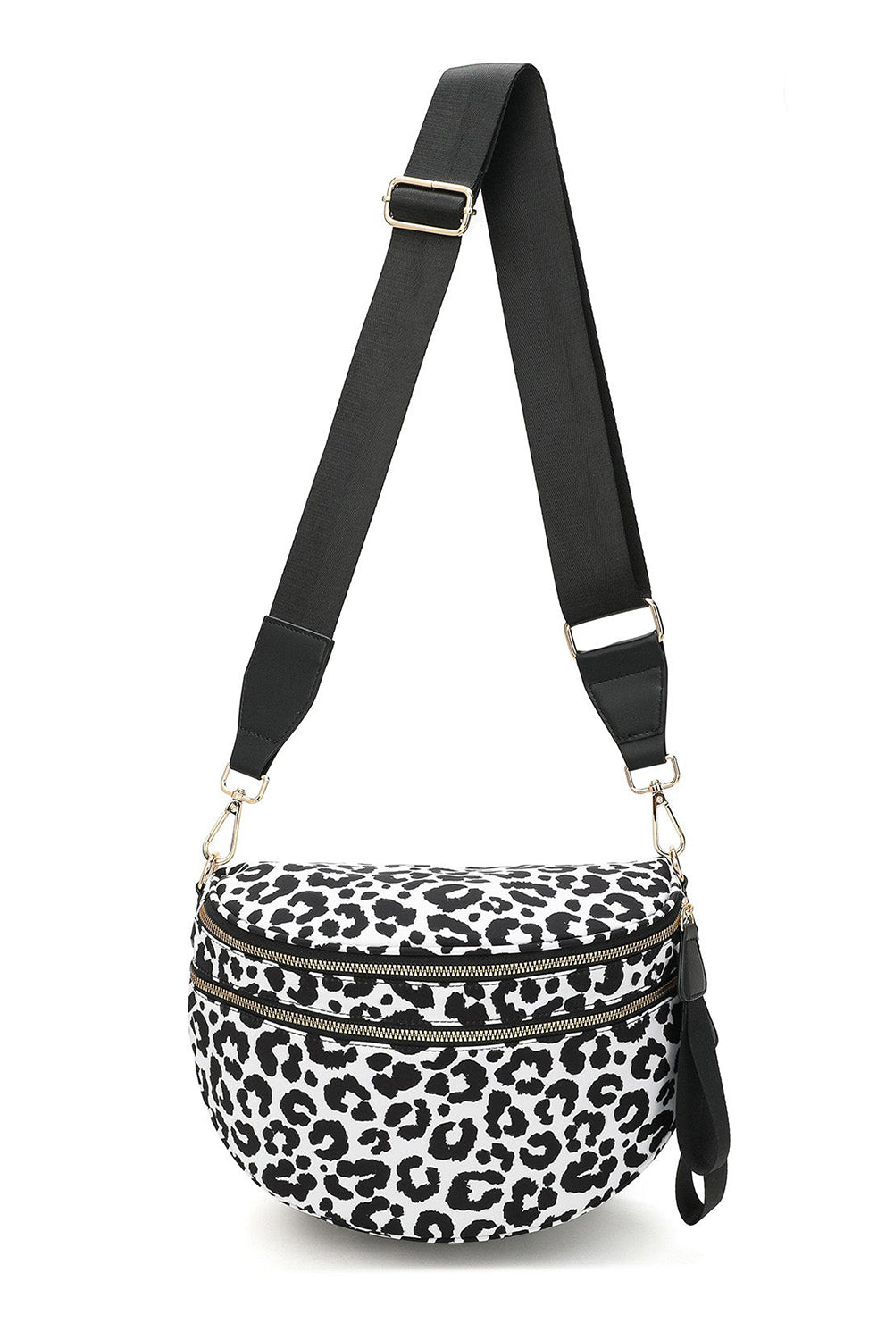 Chestnut Checkered Print Wide Strap Large Crossbody Bag