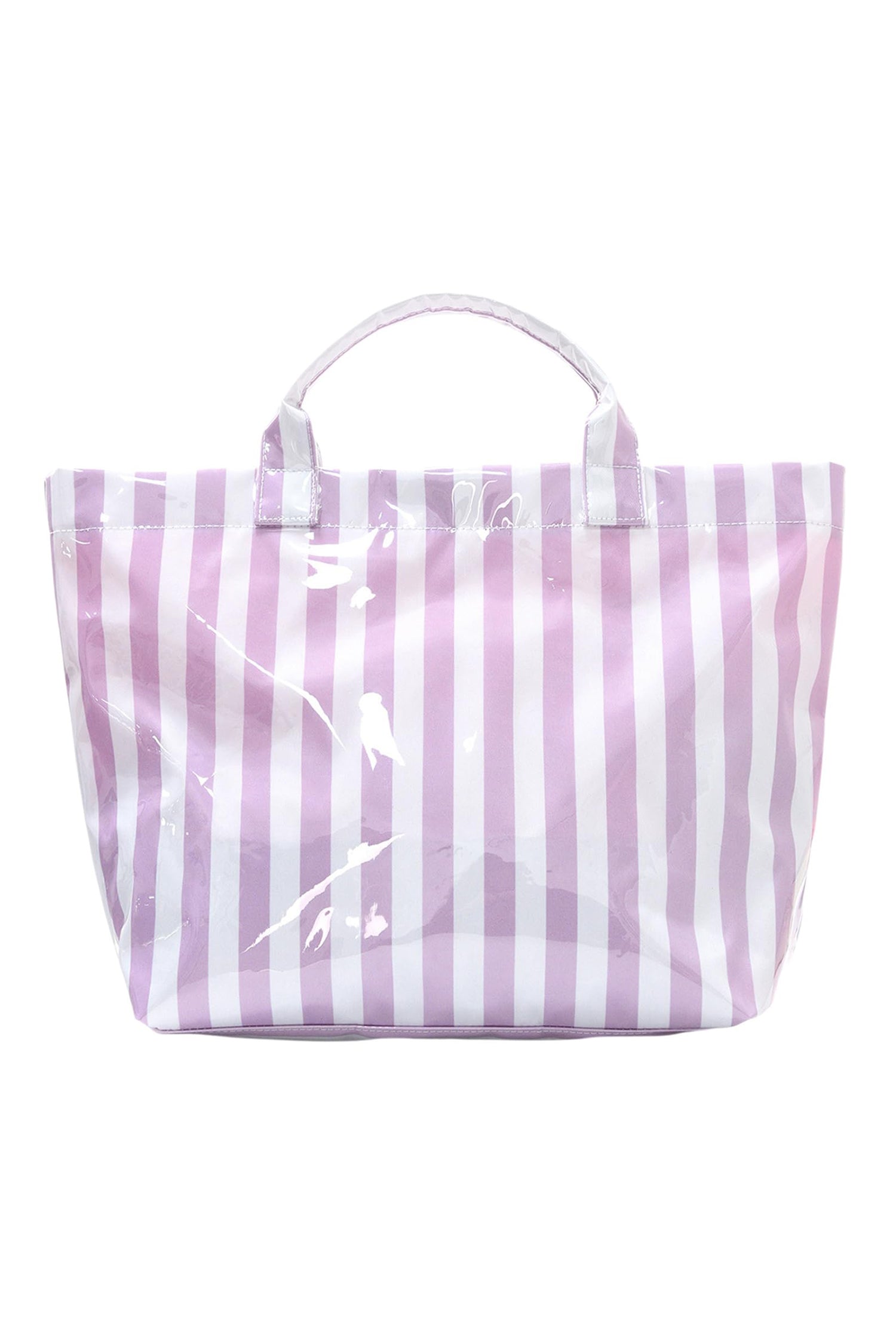 Rose Red Glossy Striped Vinyl Large Tote Bag