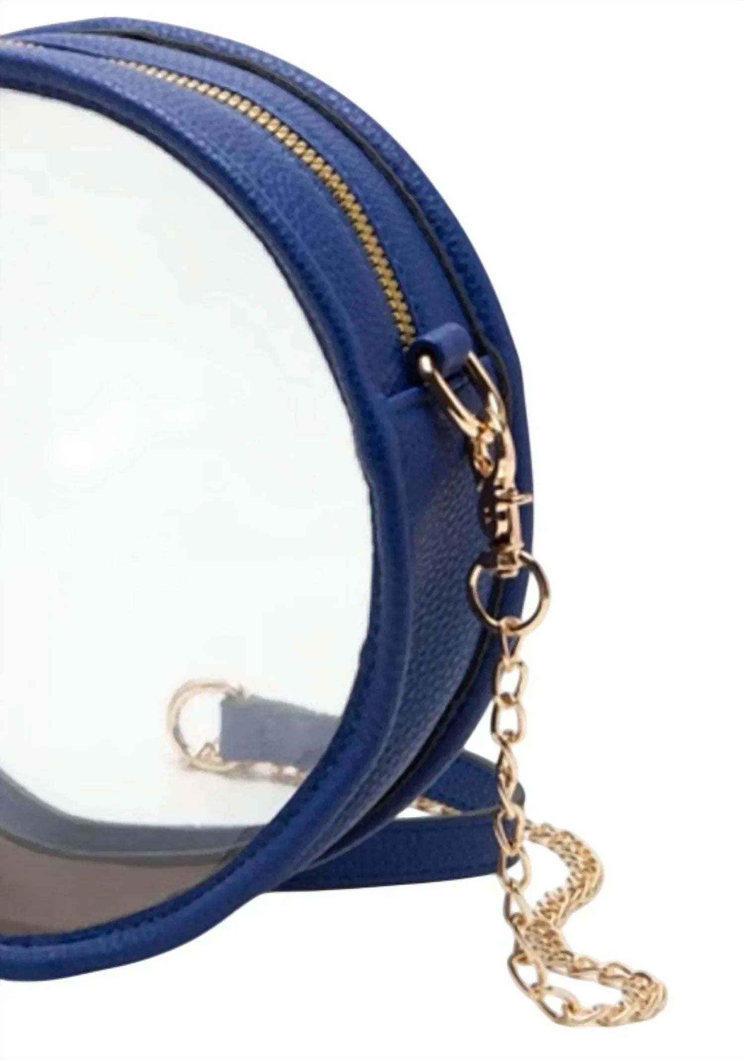 Solid Color Trim Clear Round Crossbody Bag