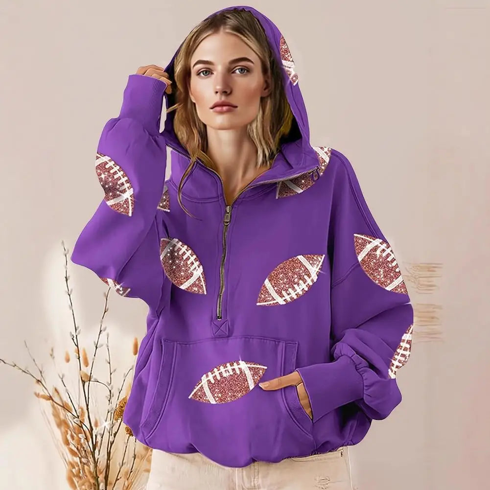 Long Sleeved Pullover Graphic Sweatshirt Women Clothing 2025 Hooded Women's Game Day Sweatshirt Baseball Print Oversized Hoodie