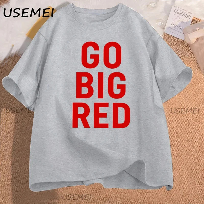 Go Big Red T Shirt Football Volleyball Basketball Tee Men Women Game Day T-Shirt Casual Printed Cotton Short-sleeve Tees