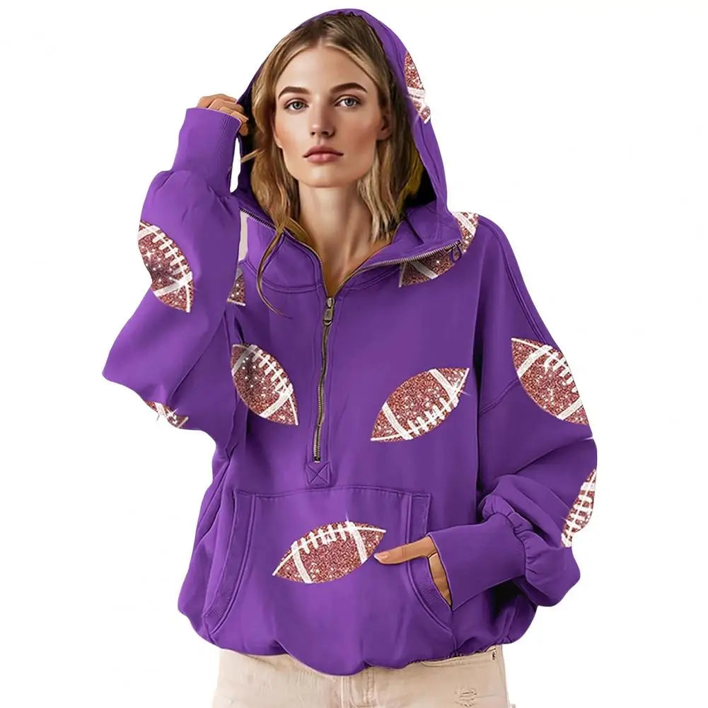 Long Sleeved Pullover Graphic Sweatshirt Women Clothing 2025 Hooded Women's Game Day Sweatshirt Baseball Print Oversized Hoodie