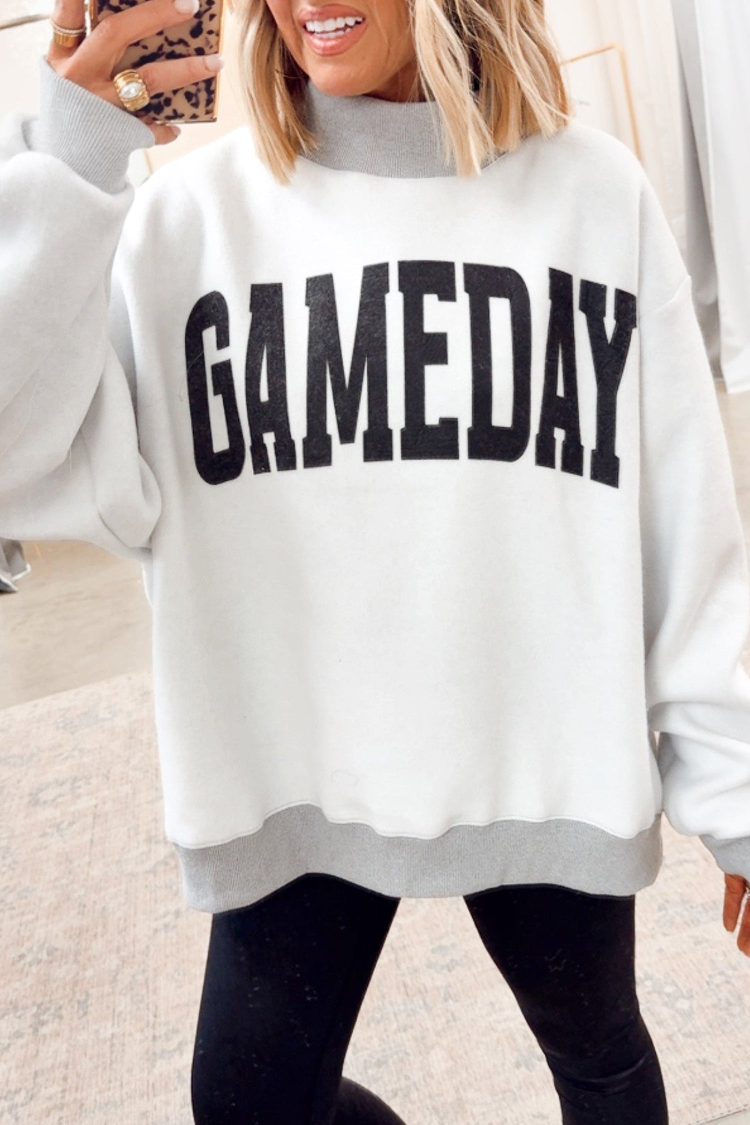 Light Grey Football Reversible Mock Neck Sweatshirt