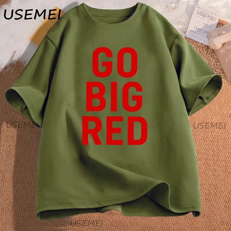 Go Big Red T Shirt Football Volleyball Basketball Tee Men Women Game Day T-Shirt Casual Printed Cotton Short-sleeve Tees