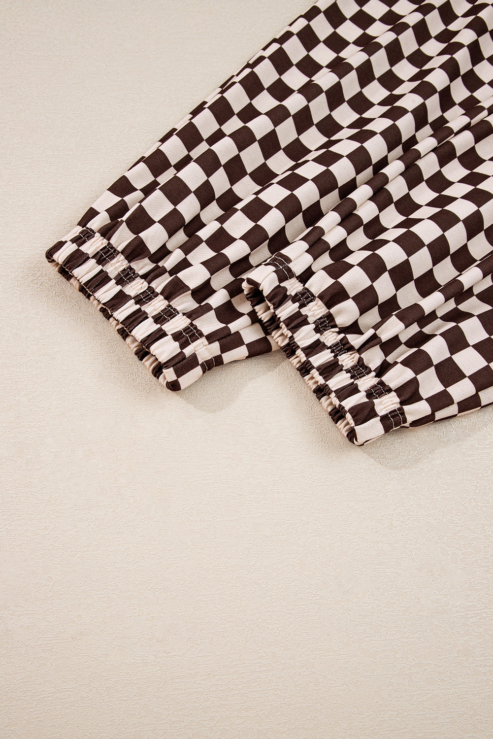 Black Athleisure Checkered Pullover and Jogger Pants Set