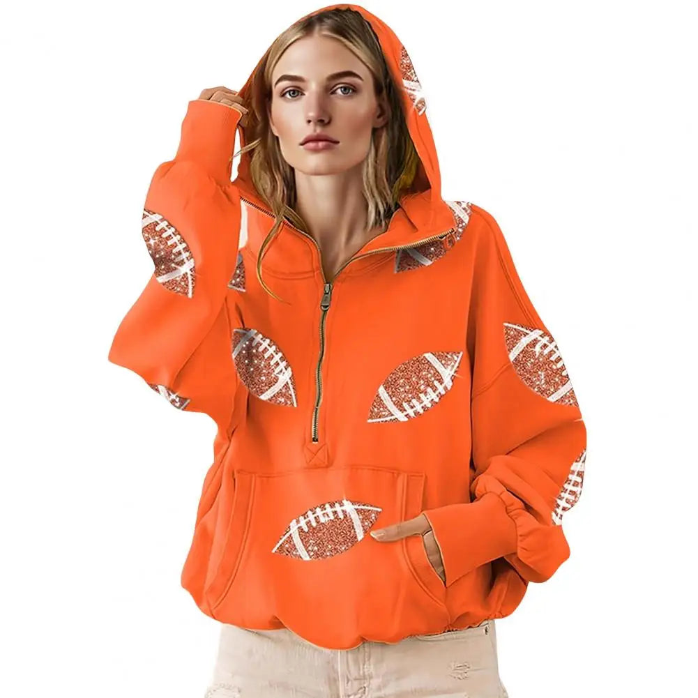 Long Sleeved Pullover Graphic Sweatshirt Women Clothing 2025 Hooded Women's Game Day Sweatshirt Baseball Print Oversized Hoodie