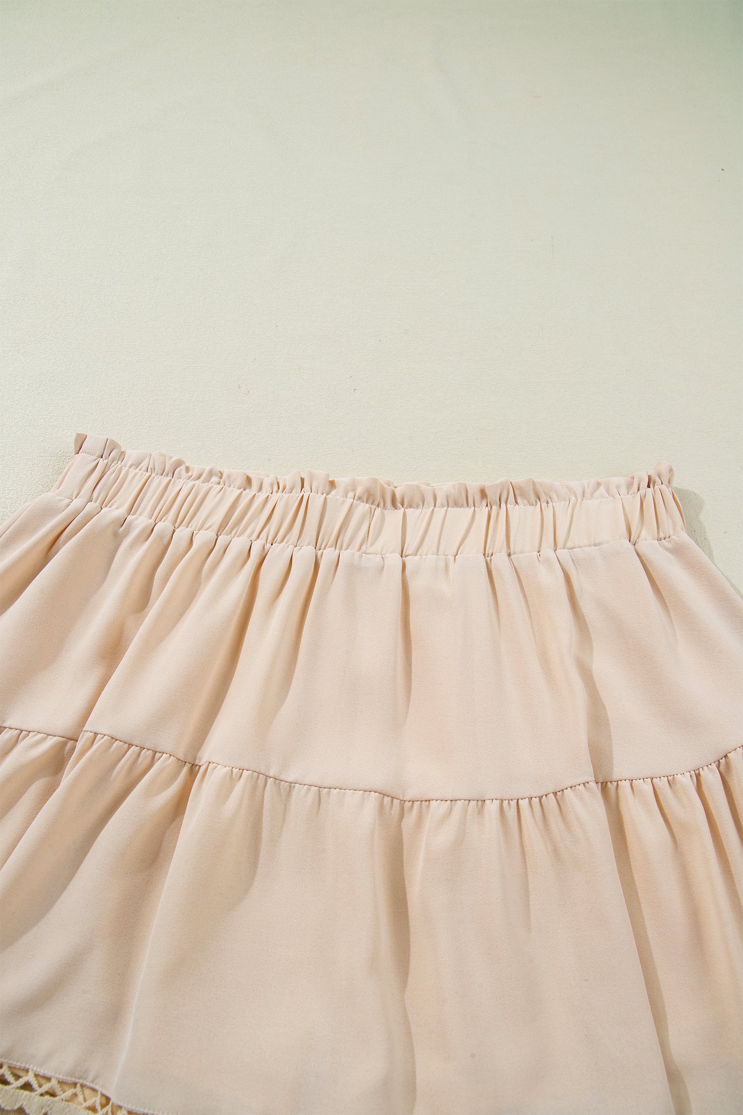Black Plus Size Frilled Elastic Waist Lace Trim Boho Ruffled Shorts