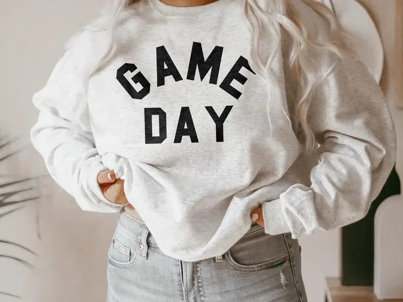 Skuggnas Game Day Funny 90s Sweatshirt Unisex Crewneck Jumper Long Sleeved Fashion Women Cotton Casual Sweater Drop Ship