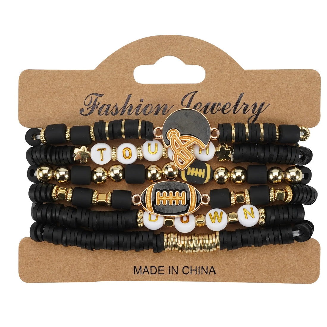 KMVEXO Game Day Polymer Clay Beaded Rugby Ball Bracelet Sets for Women Men Letter Sports Bracelet Bangle Wristband Party Jewelry