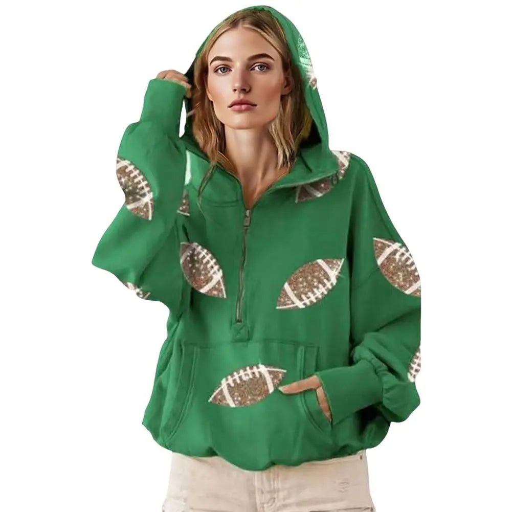 Long Sleeved Pullover Graphic Sweatshirt Women Clothing 2025 Hooded Women's Game Day Sweatshirt Baseball Print Oversized Hoodie