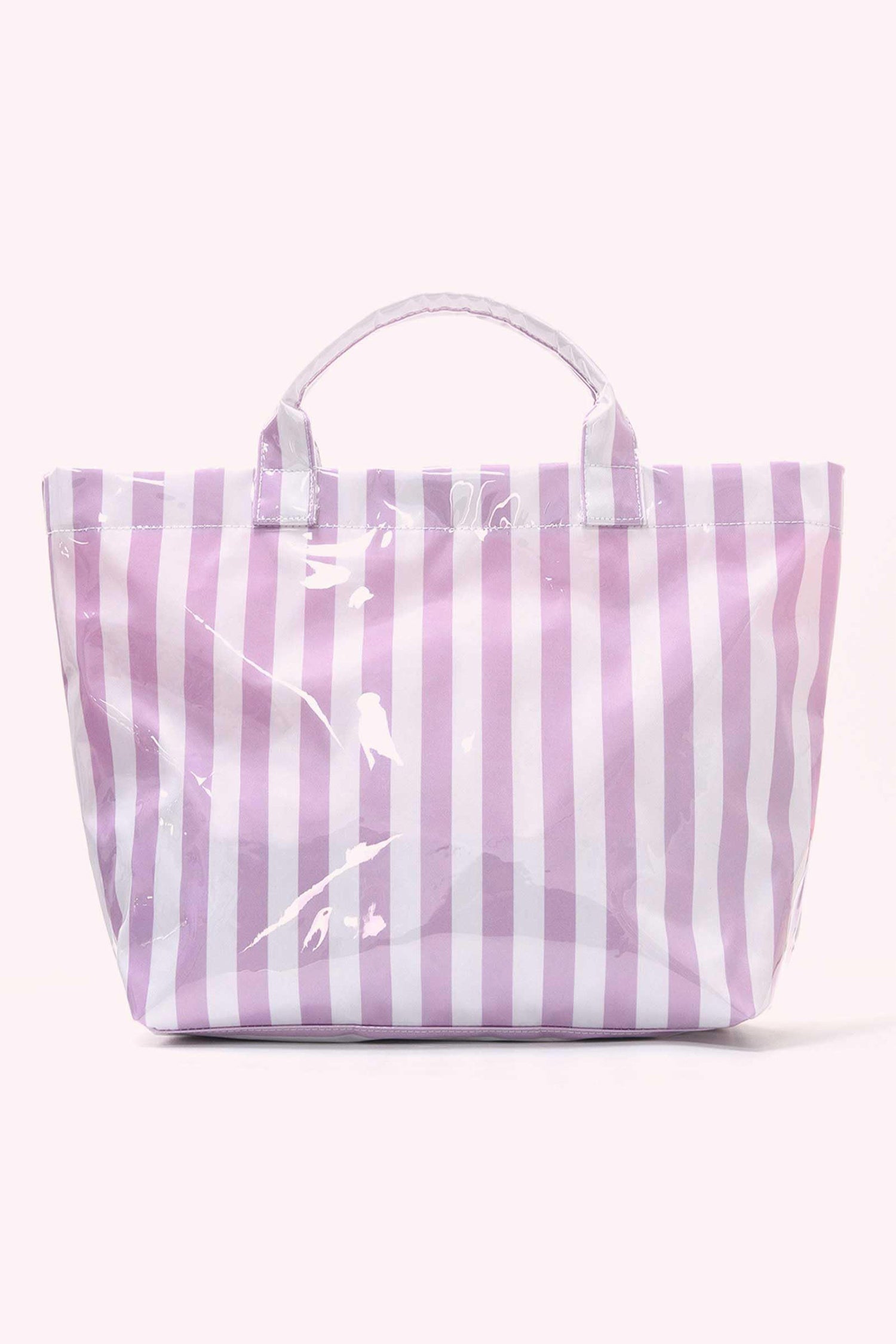 Rose Red Glossy Striped Vinyl Large Tote Bag