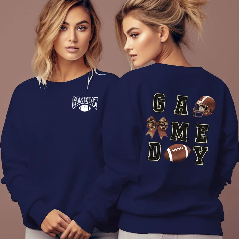 Football Lovers Gifts Classic Sweatshirts Women Game Day Essential Autumn Hoodies Football Bow Sports Lover Fashion Sweatshirt