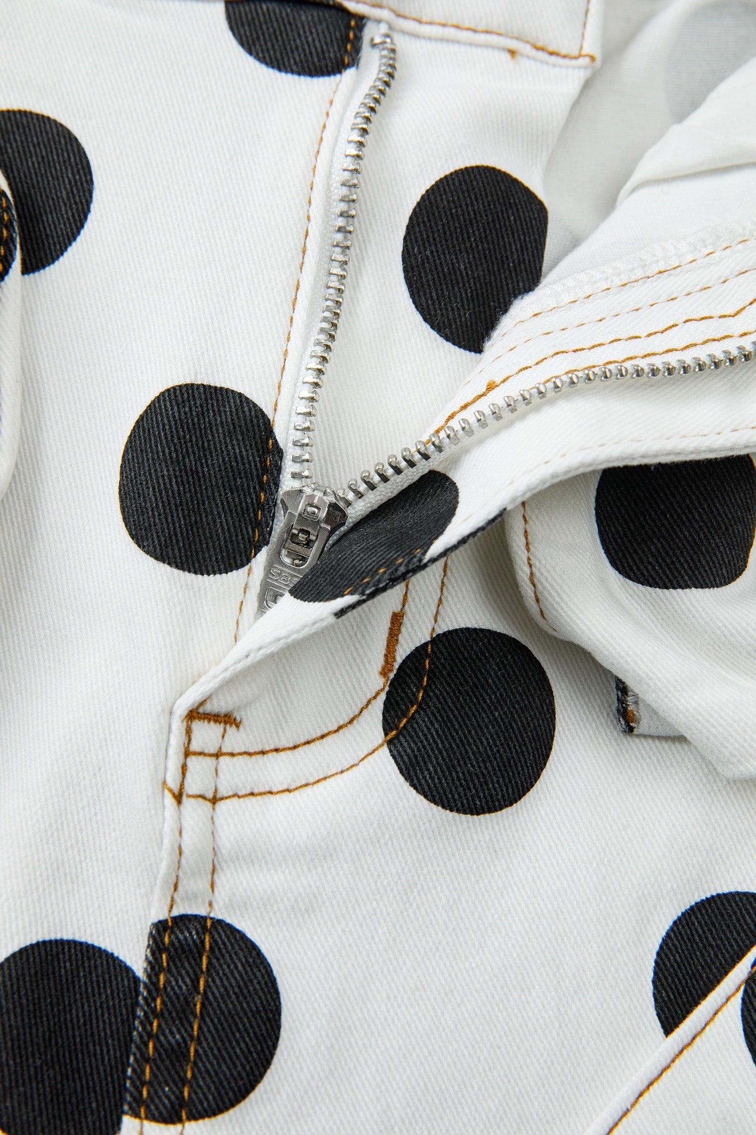 Sky Blue Polka Dot Print Bow Detail Pocketed Jeans