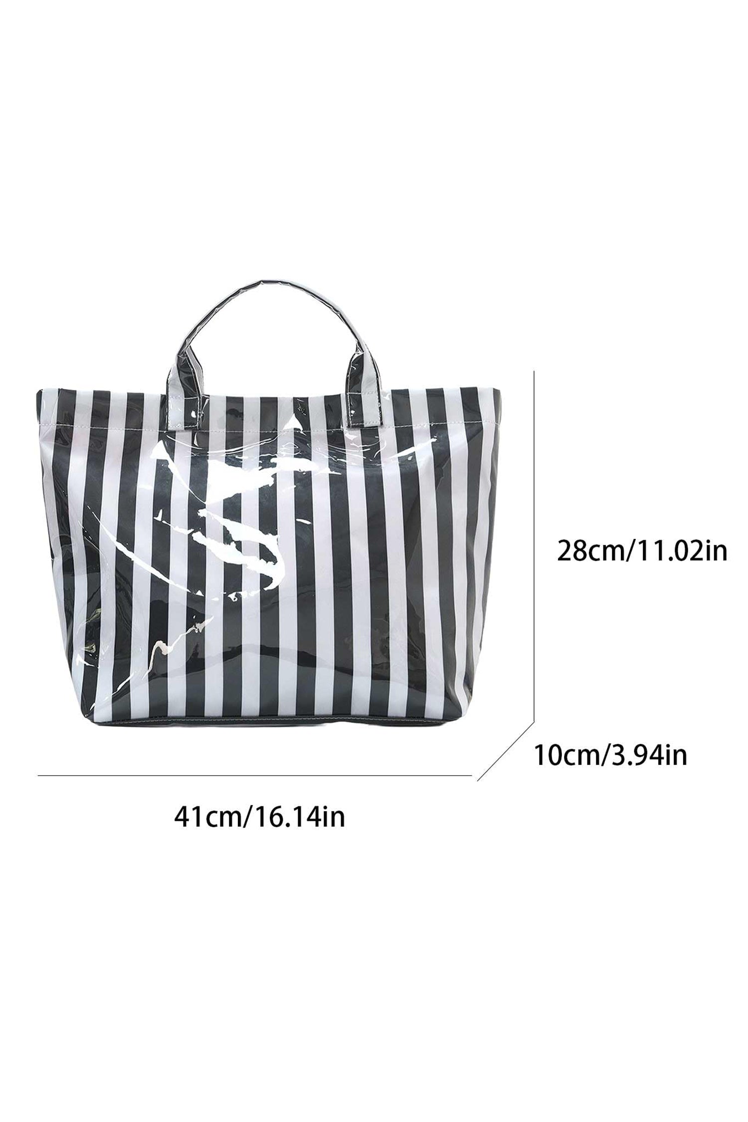 Rose Red Glossy Striped Vinyl Large Tote Bag