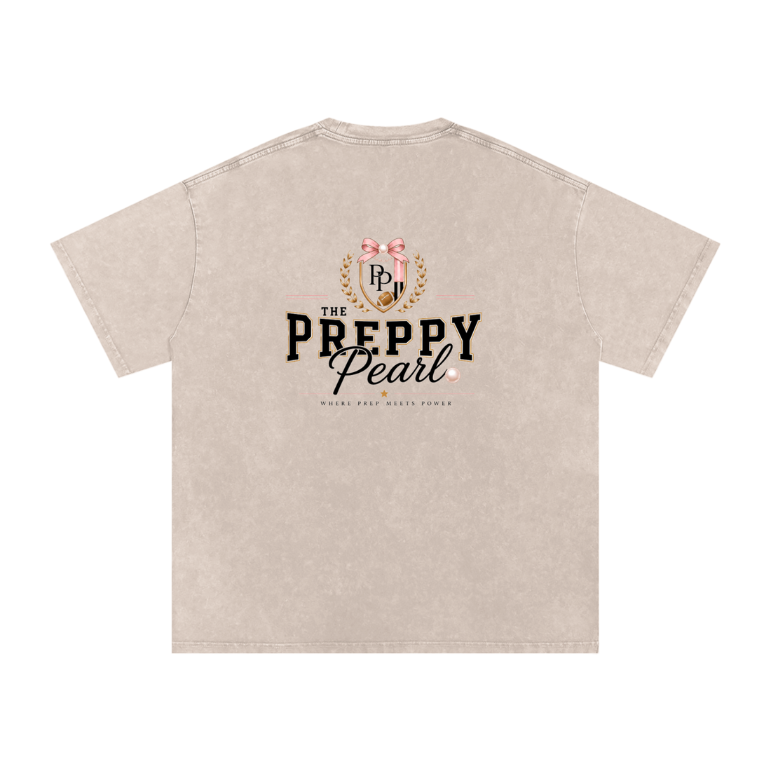 Preppy Pearl Snow Washed Oversized Cotton T-Shirt