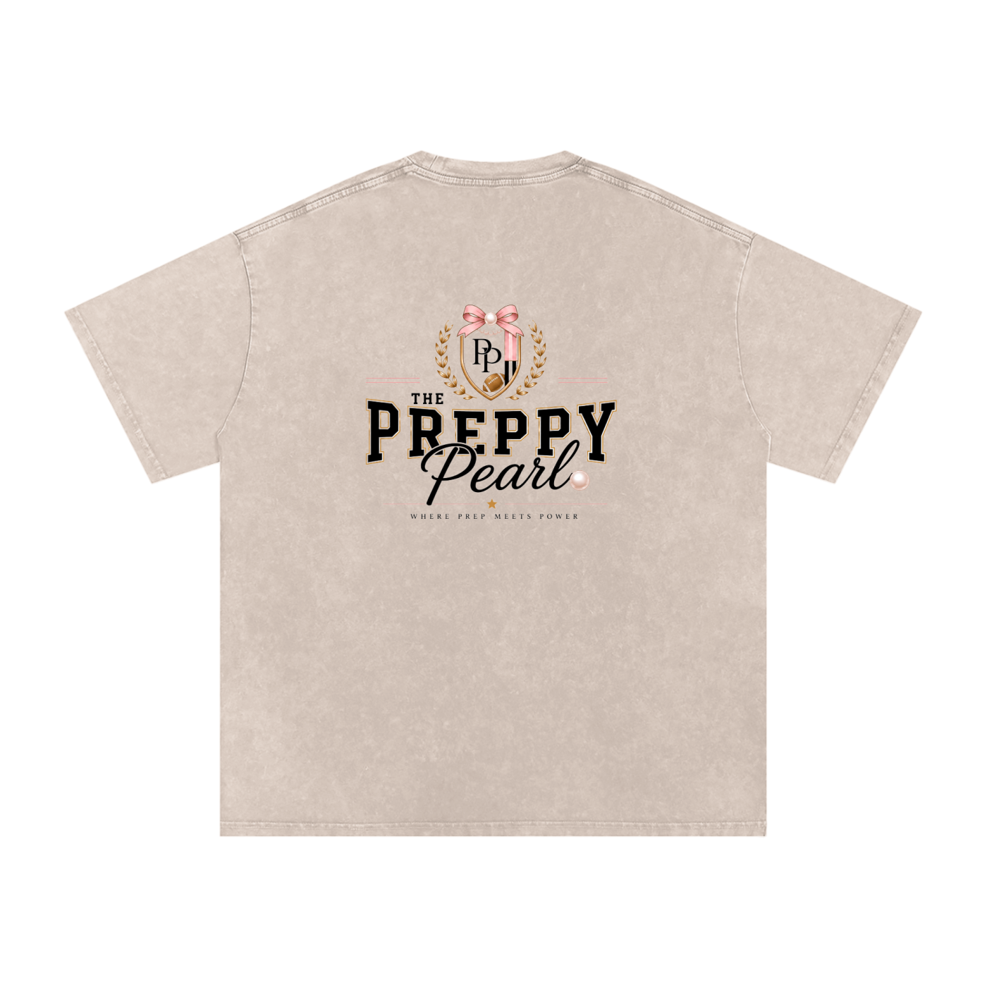 Preppy Pearl Snow Washed Oversized Cotton T-Shirt