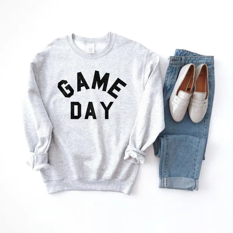Skuggnas Game Day Funny 90s Sweatshirt Unisex Crewneck Jumper Long Sleeved Fashion Women Cotton Casual Sweater Drop Ship