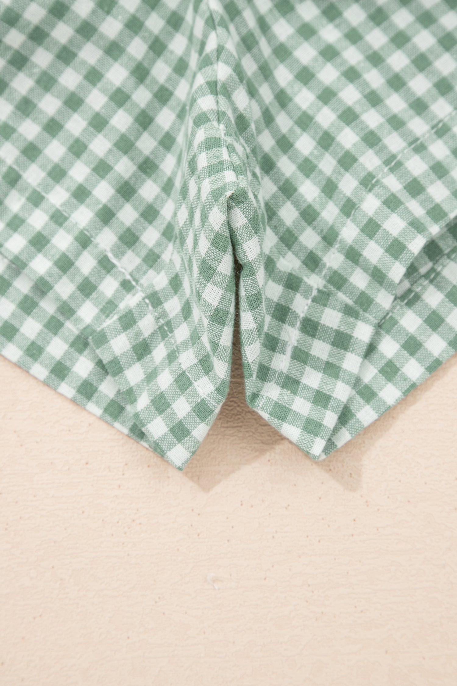 Khaki Contrast Trim Plaid Print Plus Size Shorts