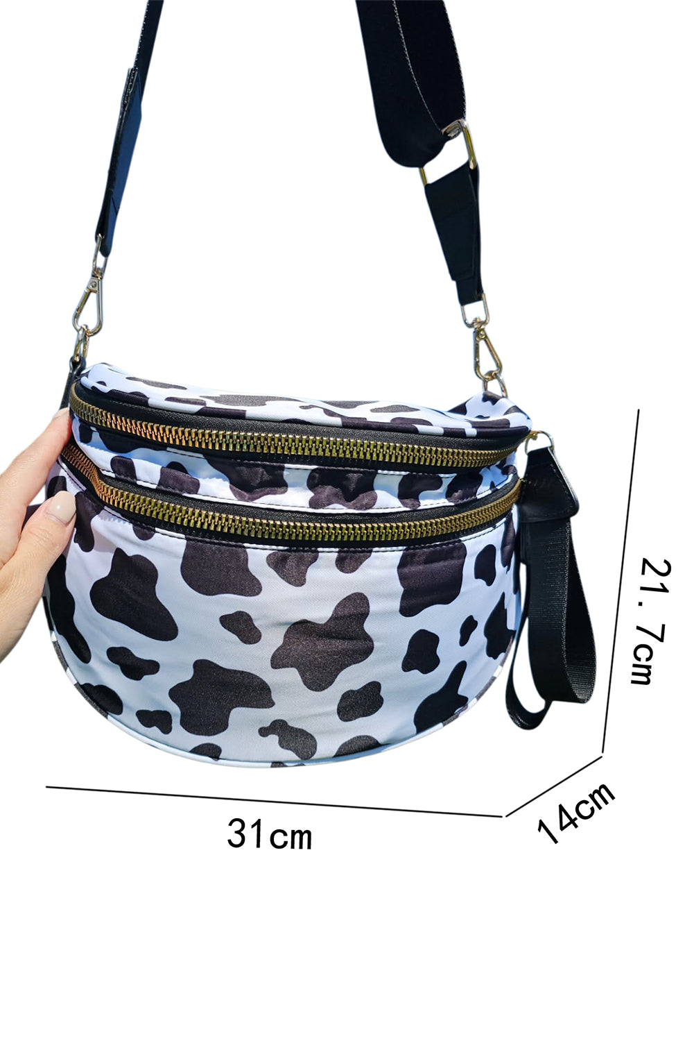 Chestnut Checkered Print Wide Strap Large Crossbody Bag