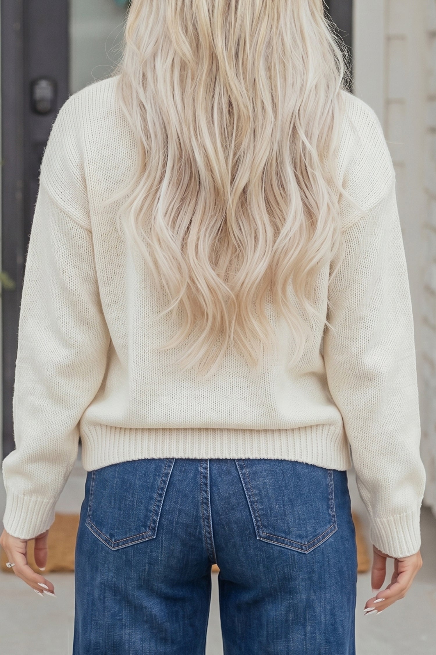 Beige Go Team Knit Sweater