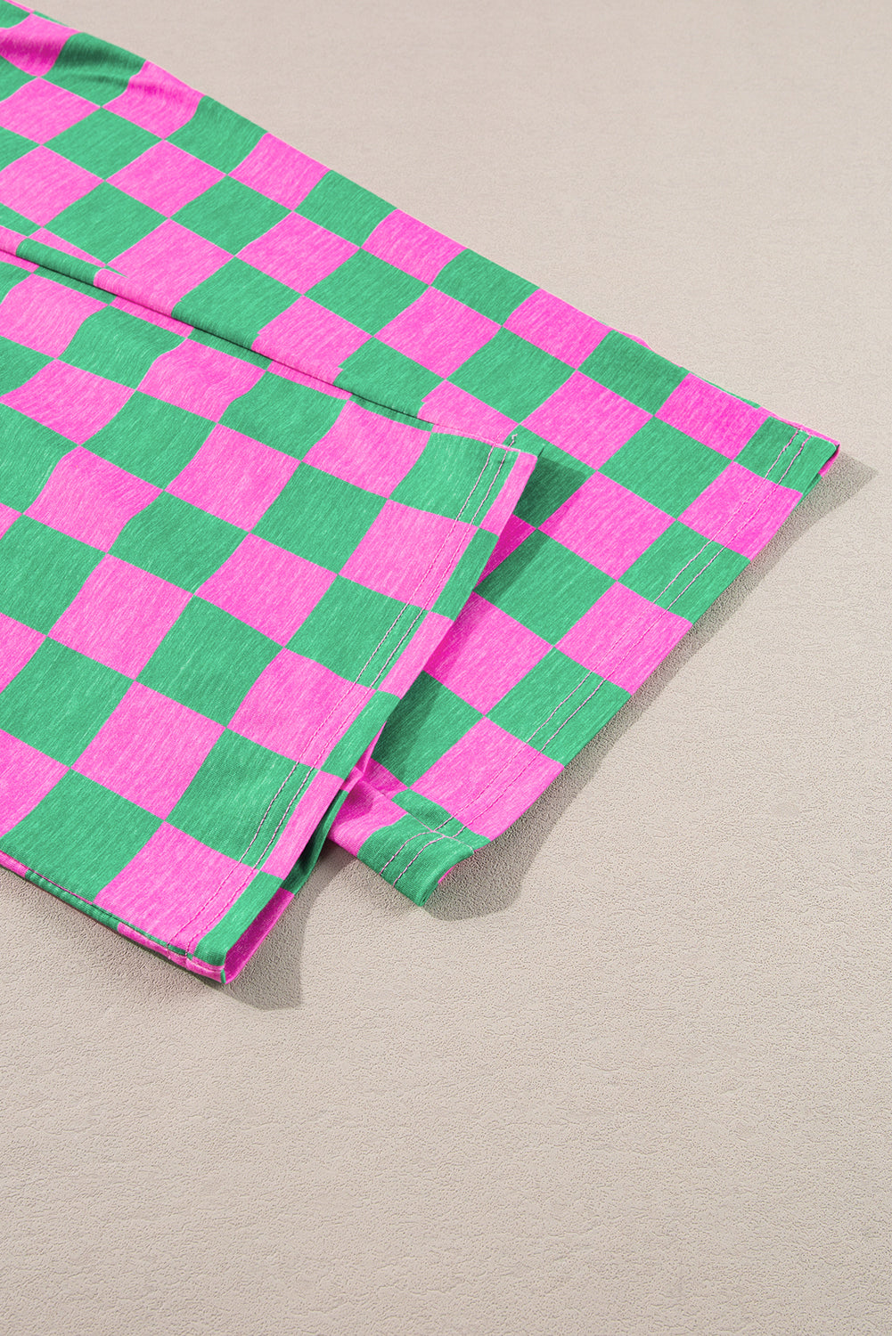 Red 2-Tone Checked Print High Waist Wide Leg Pants