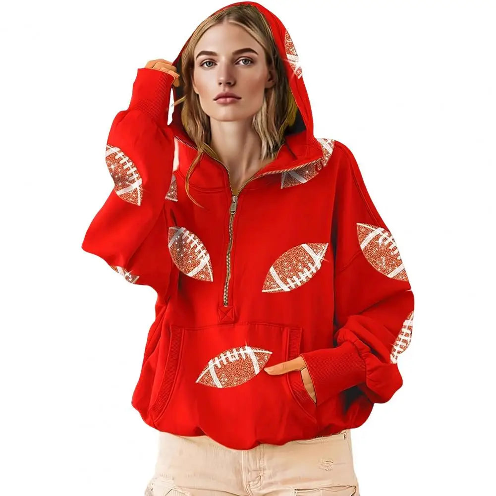 Long Sleeved Pullover Graphic Sweatshirt Women Clothing 2025 Hooded Women's Game Day Sweatshirt Baseball Print Oversized Hoodie