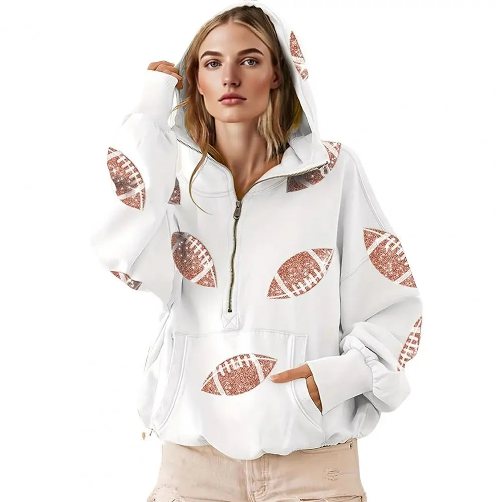 Long Sleeved Pullover Graphic Sweatshirt Women Clothing 2025 Hooded Women's Game Day Sweatshirt Baseball Print Oversized Hoodie