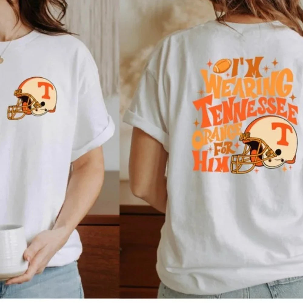 I'm Wearing Tennessee Orange for Him Shirt Tennessee Orange Shirt Football Team Shirt Game Day Women T-shirt Summer Streetwear