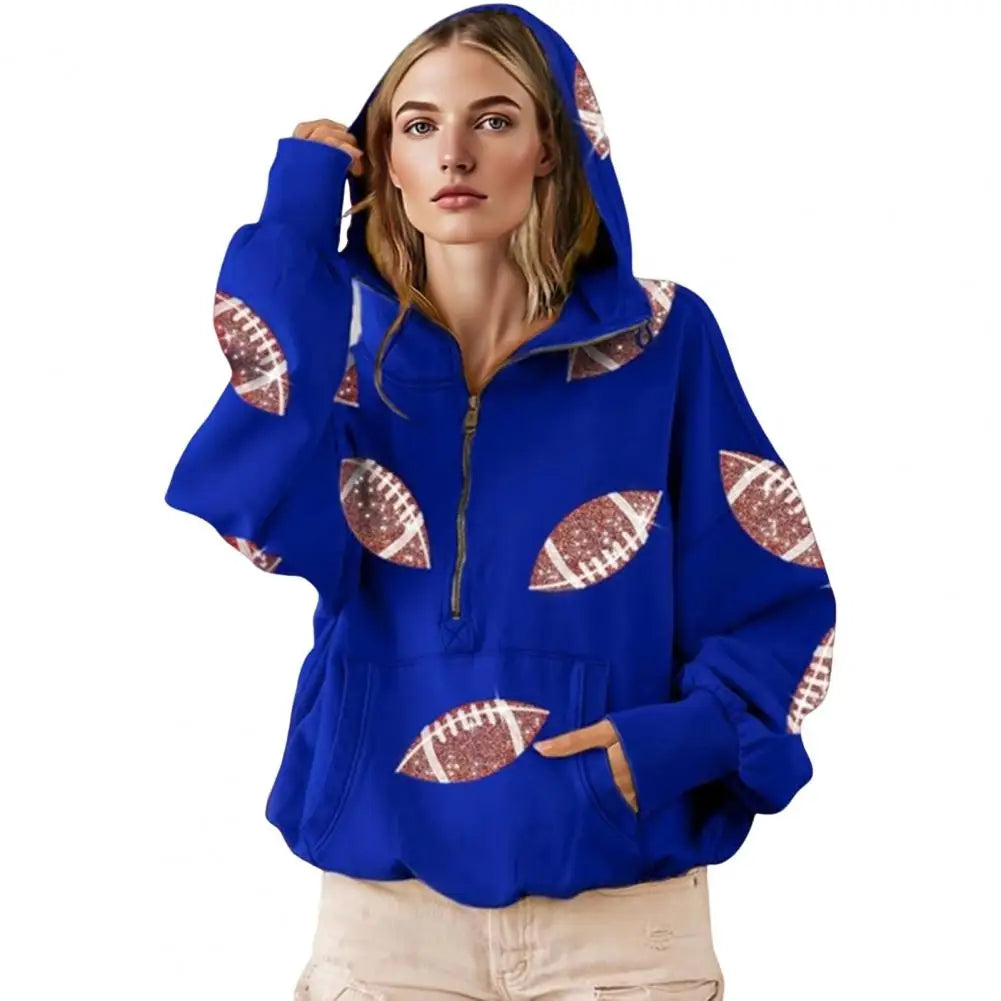 Long Sleeved Pullover Graphic Sweatshirt Women Clothing 2025 Hooded Women's Game Day Sweatshirt Baseball Print Oversized Hoodie