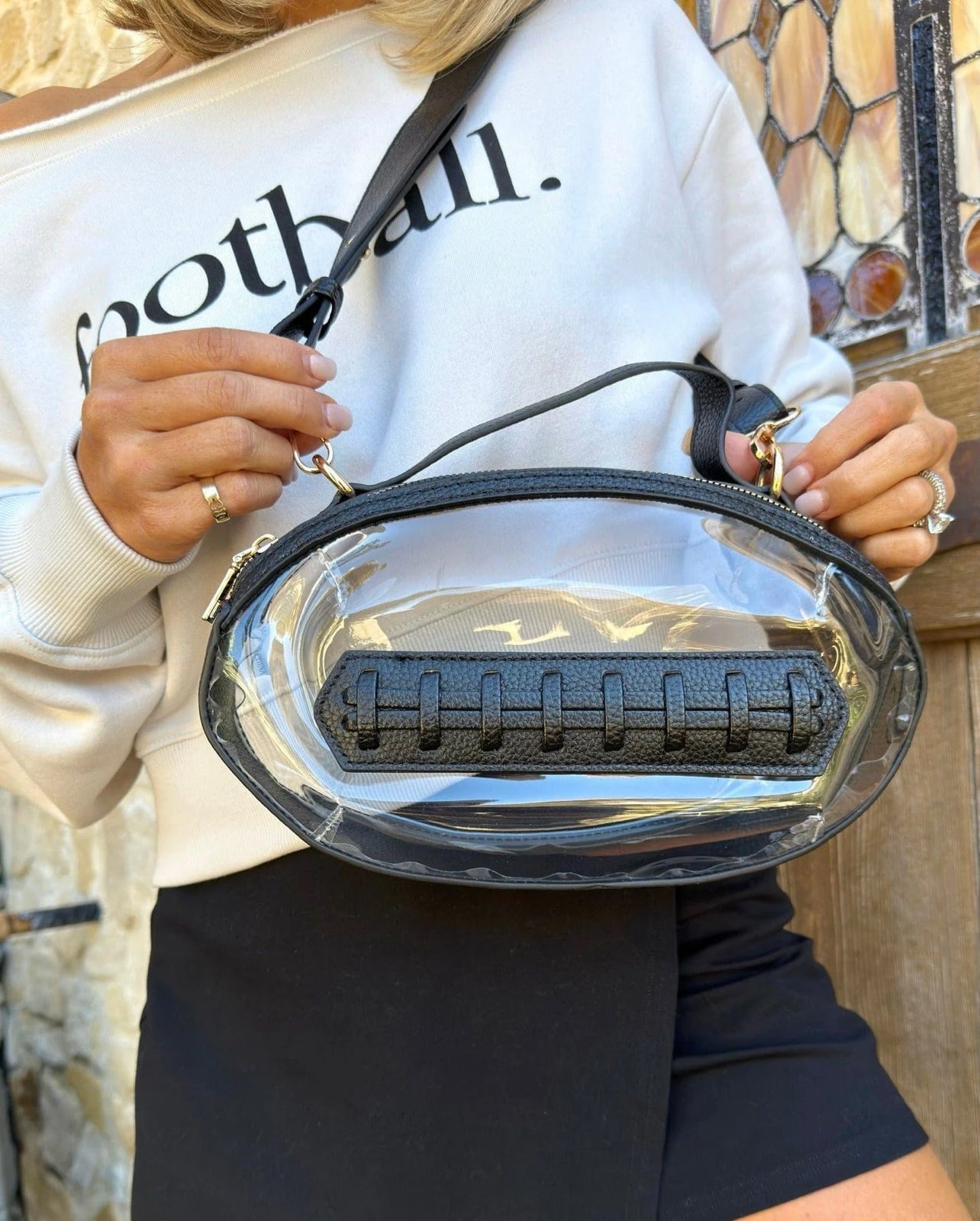Clear Gameday Football Shaped Crossbody Bag (2 different styles)