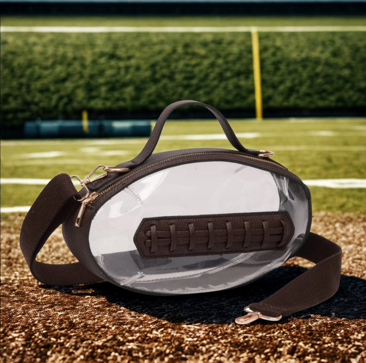 Clear Gameday Football Shaped Crossbody Bag (2 different styles)