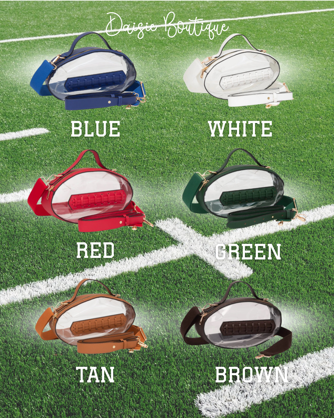 Clear Gameday Football Shaped Crossbody Bag (2 different styles)