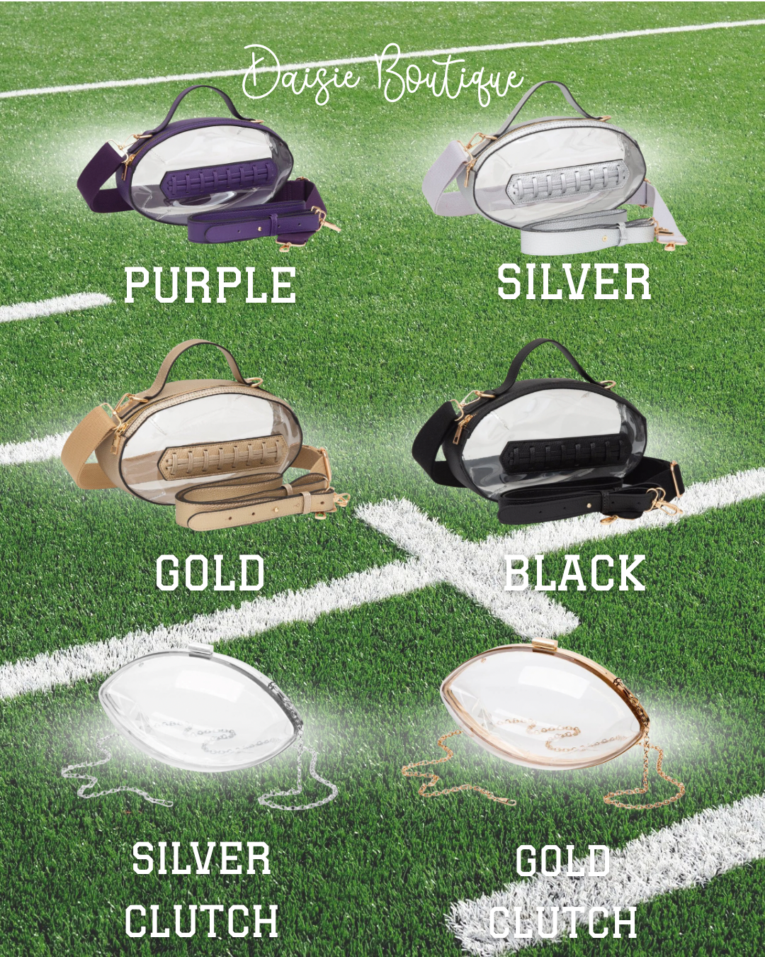 Clear Gameday Football Shaped Crossbody Bag (2 different styles)