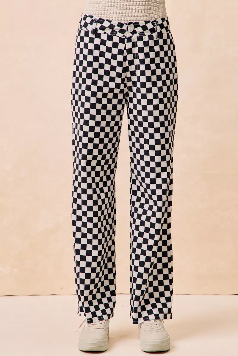 Gameday Theme Checkered Printed Pants