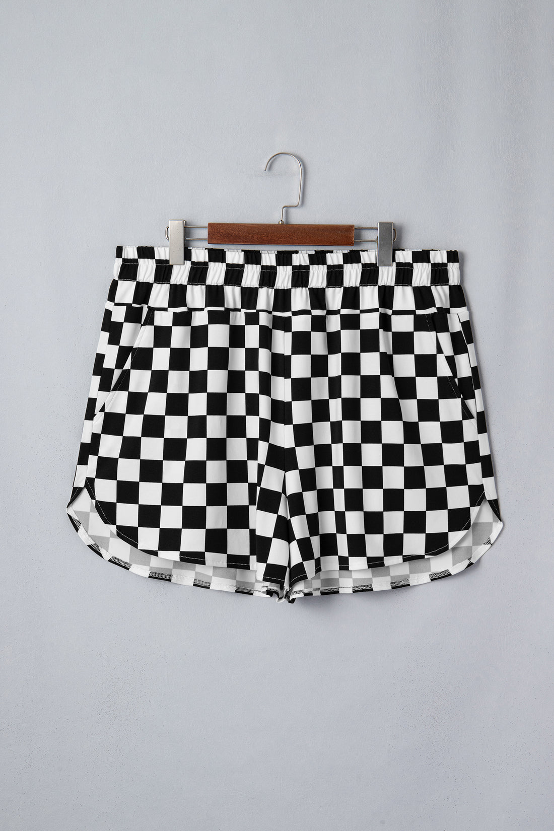 Black Plus Size Checkered Athleisure Shorts