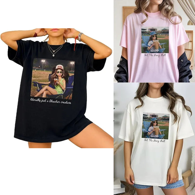 Y2k Funny Baseball Mom Doll Face Dinking Iced Coffee Aesthetic Clothes Cute Sofball Mama Graphic T-Shirt Game Day Novelty Gift