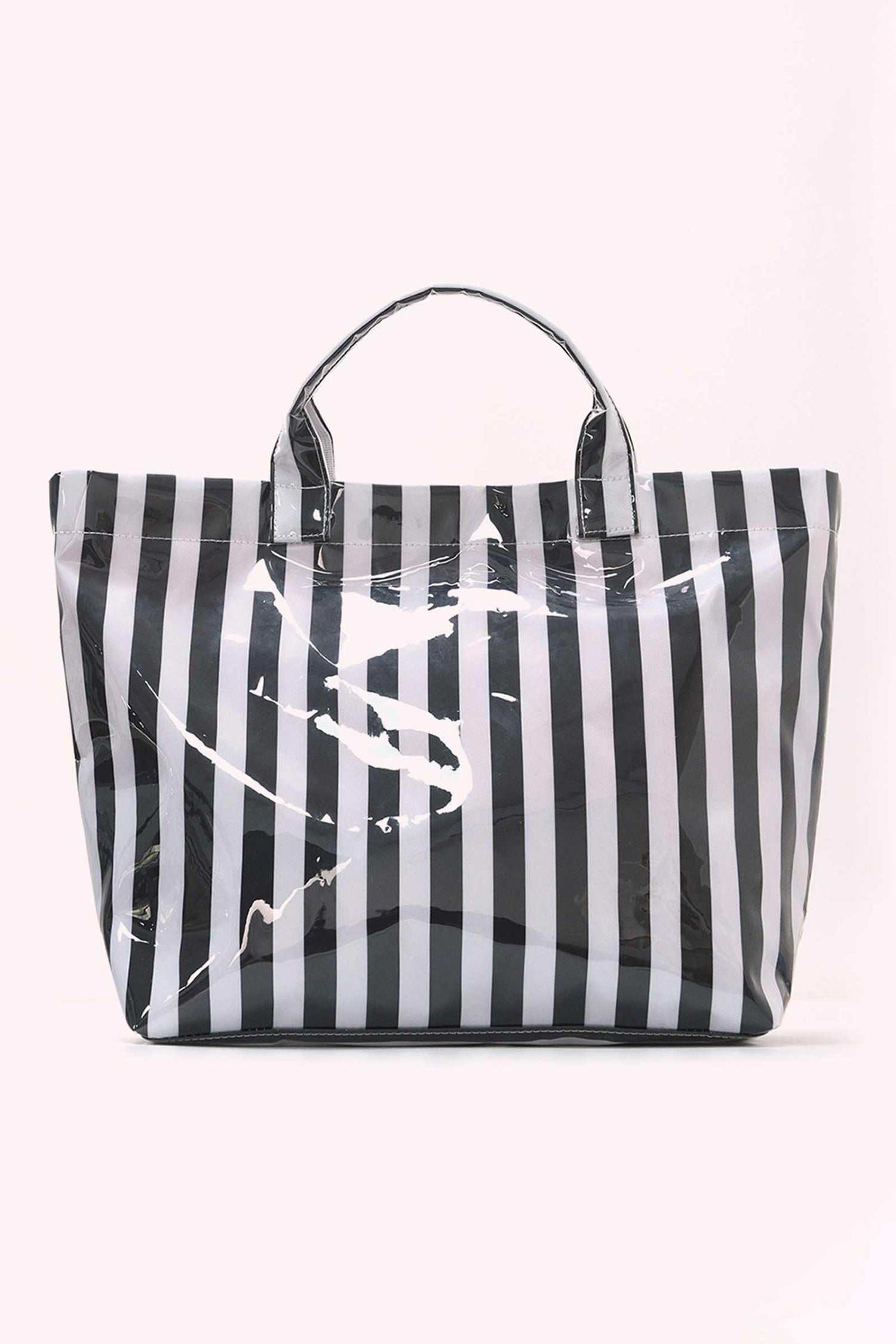 Rose Red Glossy Striped Vinyl Large Tote Bag