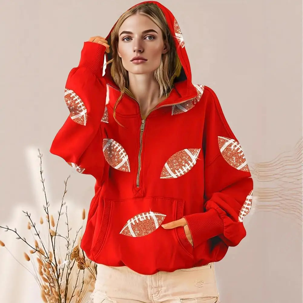 Long Sleeved Pullover Graphic Sweatshirt Women Clothing 2025 Hooded Women's Game Day Sweatshirt Baseball Print Oversized Hoodie