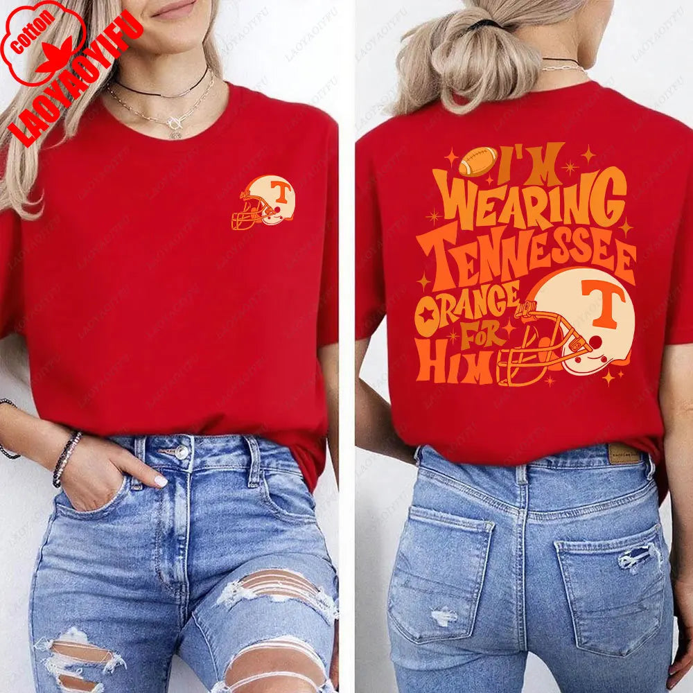 I'm Wearing Tennessee Orange for Him Shirt Tennessee Orange Shirt Football Team Shirt Game Day Women T-shirt Summer Streetwear