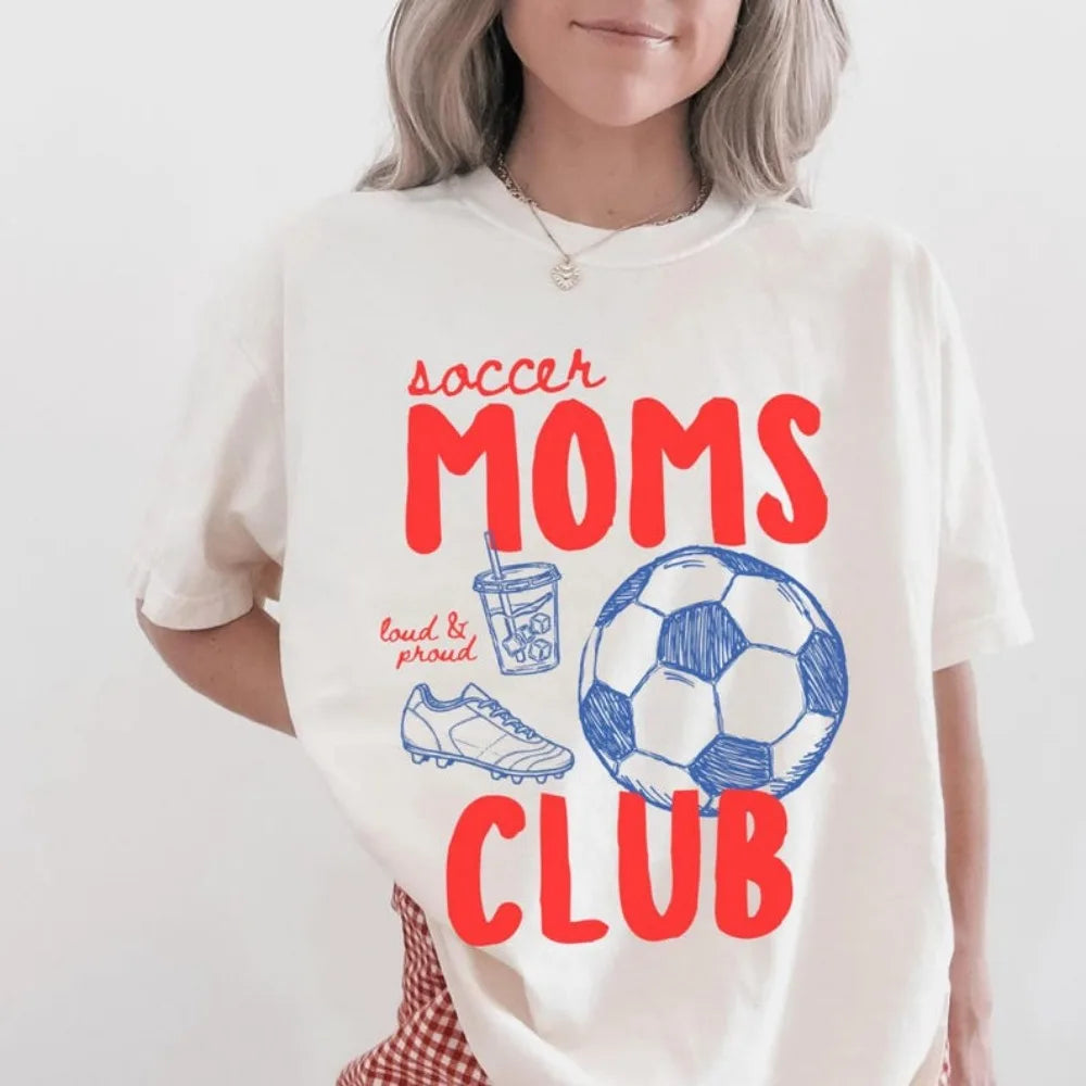 Soccer Moms Club T-Shir Game Day Doodle Soccer Tee Trendy Women's Soccer Shirt Sports Mom Clothes