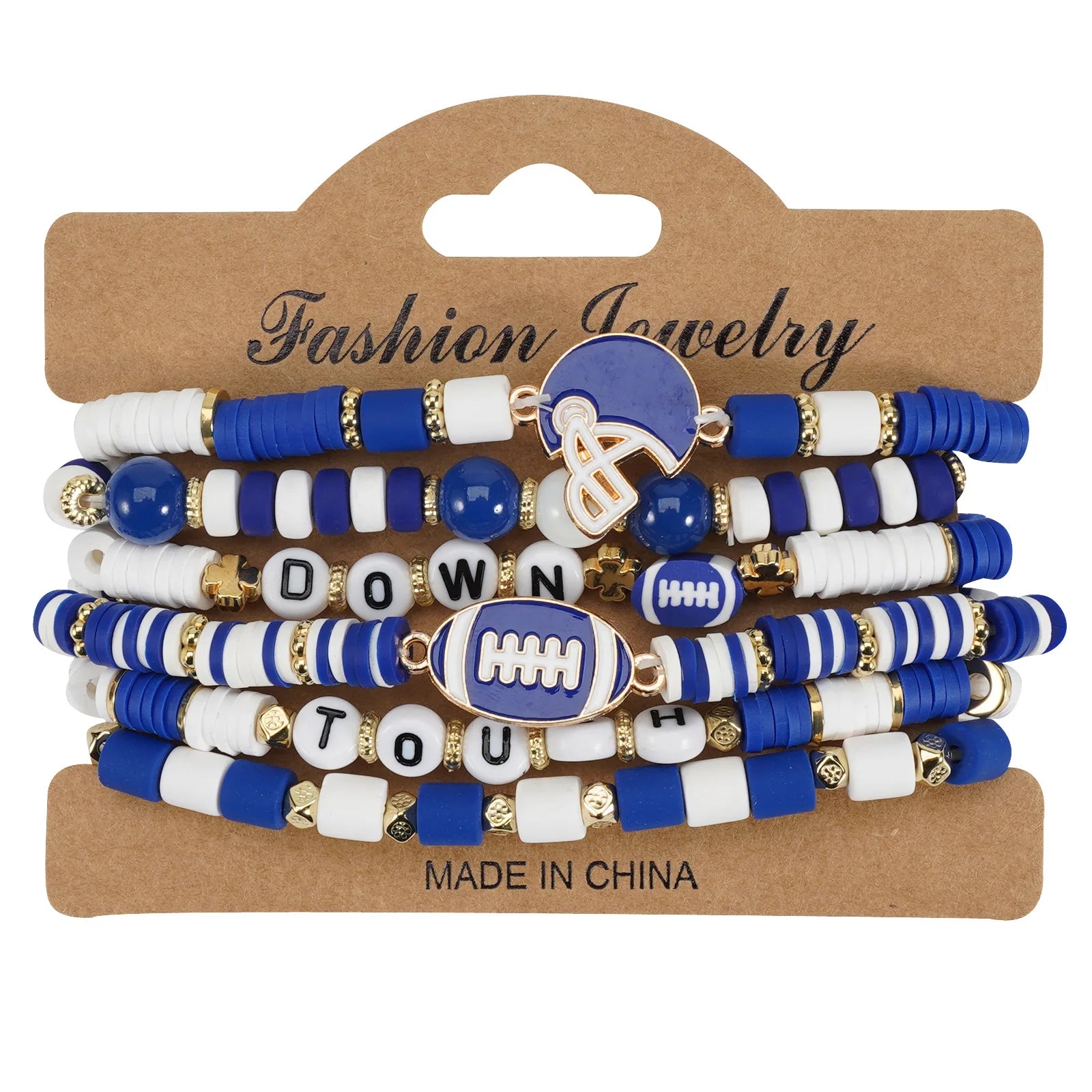 KMVEXO Game Day Polymer Clay Beaded Rugby Ball Bracelet Sets for Women Men Letter Sports Bracelet Bangle Wristband Party Jewelry