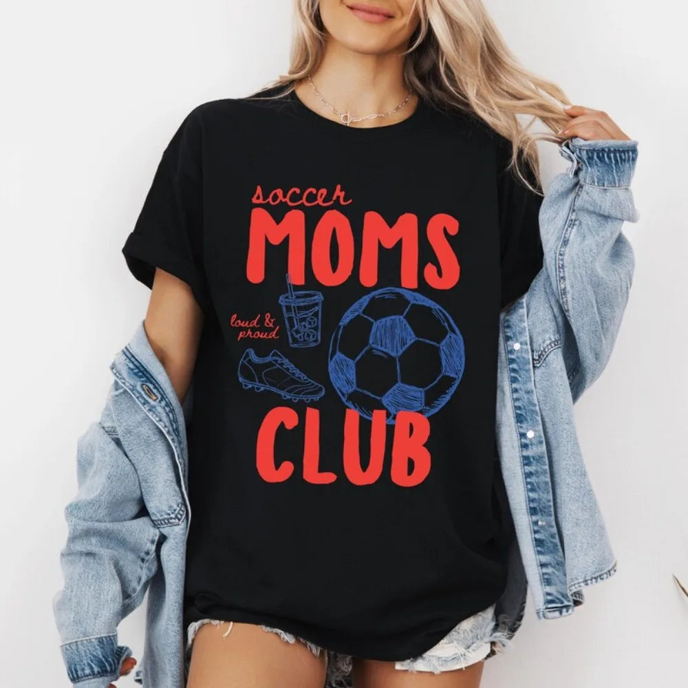 Soccer Moms Club T-Shir Game Day Doodle Soccer Tee Trendy Women's Soccer Shirt Sports Mom Clothes