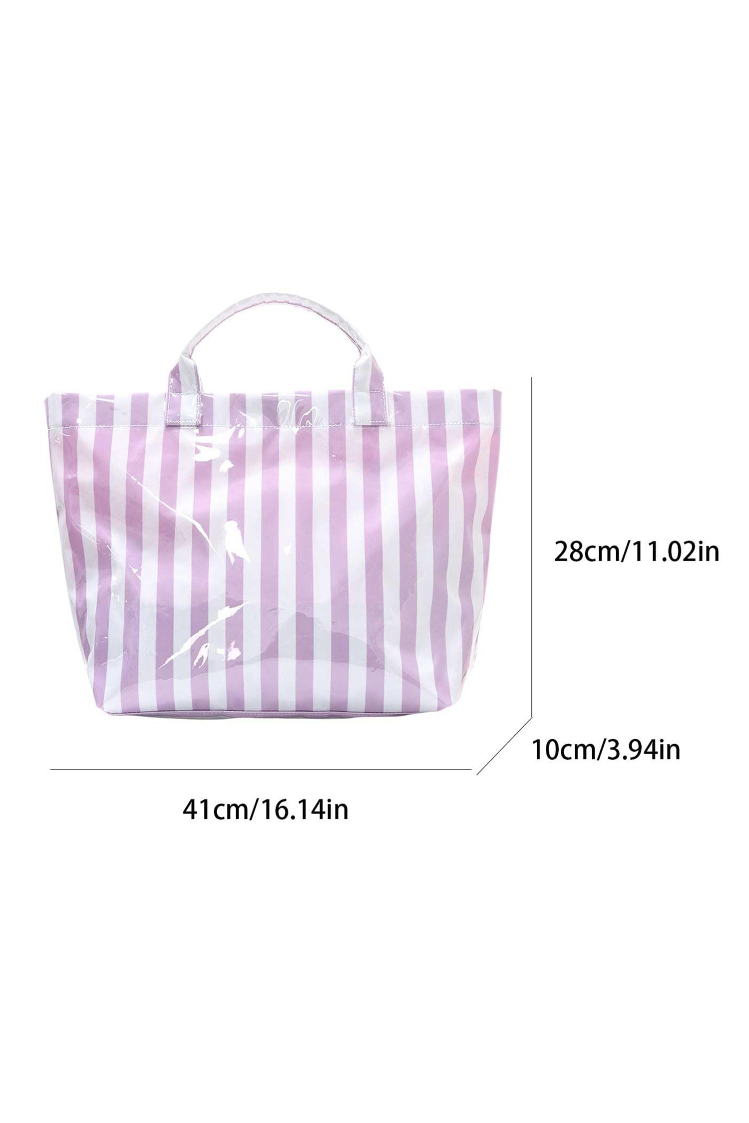 Rose Red Glossy Striped Vinyl Large Tote Bag